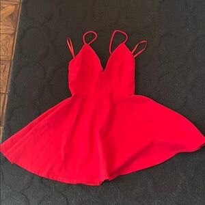Vibrant Red Spaghetti Strap Dress‎